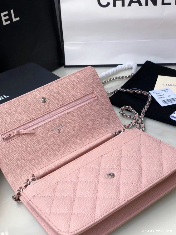 Hyper Peter SILVER WALLET CAVIAR WITH HARDWARE CHAIN CHANEL 0801